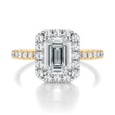 Signature Halo Emerald Engagement Ring - Two-Tone Pavé Band - Front View