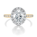 Signature Halo Oval Engagement Ring - Two-Tone Pavé Band - Front View