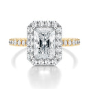 Signature Halo Radiant Engagement Ring - Two-Tone Pavé Band - Front View