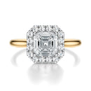 Signature Halo Asscher Engagement Ring - Two-Tone Polished Band - Front View