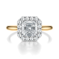 Signature Halo Asscher Engagement Ring - Two-Tone Polished Band - Front View
