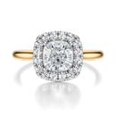 Signature Halo Cushion Engagement Ring - Two-Tone Polished Band - Front View