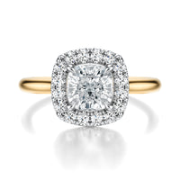 Signature Halo Cushion Engagement Ring - Two-Tone Polished Band - Front View