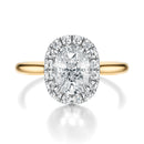 Signature Halo Elongated Cushion Engagement Ring - Two-Tone Polished Band - Front View