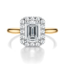 Signature Halo Emerald Engagement Ring - Two-Tone Polished Band - Front View