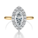 Signature Halo Marquise Engagement Ring - Two-Tone Polished Band - Front View