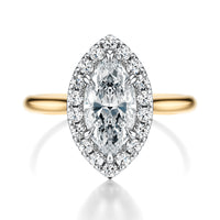 Signature Halo Marquise Engagement Ring - Two-Tone Polished Band - Front View