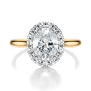 Signature Halo Oval Engagement Ring - Two-Tone Polished Band - Front View