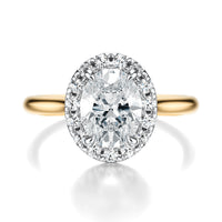 Signature Halo Oval Engagement Ring - Two-Tone Polished Band - Front View
