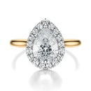 Signature Halo Pear Engagement Ring - Two-Tone Polished Band - Front View