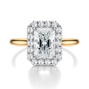 Signature Halo Radiant Engagement Ring - Two-Tone Polished Band - Front View