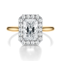 Signature Halo Radiant Engagement Ring - Two-Tone Polished Band - Front View