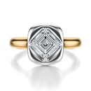 Signature Heirloom Bezel Asscher Engagement Ring - Two-Tone Polished Band - Front View