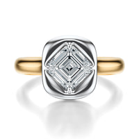 Signature Heirloom Bezel Asscher Engagement Ring - Two-Tone Polished Band - Front View