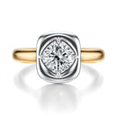 Signature Heirloom Bezel Cushion Engagement Ring - Two-Tone Polished Band - Front View