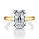 Signature Heirloom Bezel Elongated Cushion Engagement Ring - Two-Tone Polished Band - Front View