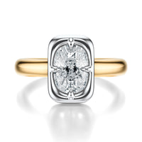 Signature Heirloom Bezel Elongated Cushion Engagement Ring - Two-Tone Polished Band - Front View