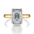 Signature Heirloom Bezel Emerald Engagement Ring - Two-Tone Polished Band - Front View