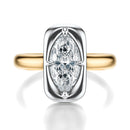 Signature Heirloom Bezel Marquise Engagement Ring - Two-Tone Polished Band - Front View