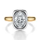 Signature Heirloom Bezel Oval Engagement Ring - Two-Tone Polished Band - Front View