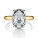 Signature Heirloom Bezel Pear Engagement Ring - Two-Tone Polished Band - Front View