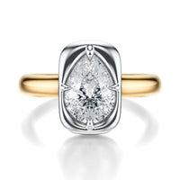 Signature Heirloom Bezel Pear Engagement Ring - Two-Tone Polished Band - Front View