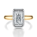 Signature Heirloom Bezel Radiant Engagement Ring - Two-Tone Polished Band - Front View