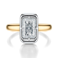 Signature Heirloom Bezel Radiant Engagement Ring - Two-Tone Polished Band - Front View