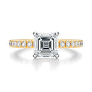 Signature Hidden Halo Asscher Engagement Ring - Two-Tone Pavé Band - Front View