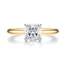 Signature Hidden Halo Cushion Engagement Ring - Two-Tone Polished Band - Front View