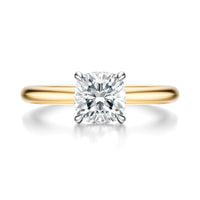 Signature Hidden Halo Cushion Engagement Ring - Two-Tone Polished Band - Front View