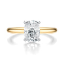 Signature Hidden Halo Elongated Cushion Engagement Ring - Two-Tone Polished Band - Front View