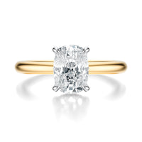 Signature Hidden Halo Elongated Cushion Engagement Ring - Two-Tone Polished Band - Front View