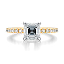 Signature Solitaire Asscher Engagement Ring - Two-Tone Pavé Band - Front View