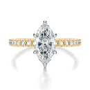 Signature Solitaire Marquise Engagement Ring - Two-Tone Pavé Band - Front View