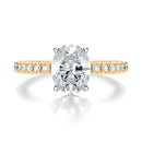 Signature Solitaire Oval Engagement Ring - Two-Tone Pavé Band - Front View