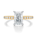 Signature Solitaire Radiant Engagement Ring - Two-Tone Pavé Band - Front View