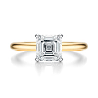 Signature Solitaire Asscher Engagement Ring - Two-Tone Polished Band - Front View