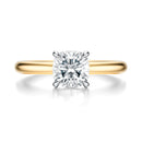 Signature Solitaire Cushion Engagement Ring - Two-Tone Polished Band - Front View