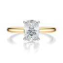 Signature Solitaire Elongated Cushion Engagement Ring - Two-Tone Polished Band - Front View