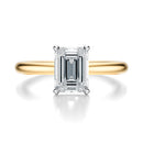 Signature Solitaire Emerald Engagement Ring - Two-Tone Polished Band - Front View