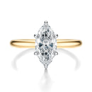 Signature Solitaire Marquise Engagement Ring - Two-Tone Polished Band - Front View