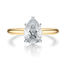 Signature Solitaire Pear Engagement Ring - Two-Tone Polished Band - Front View