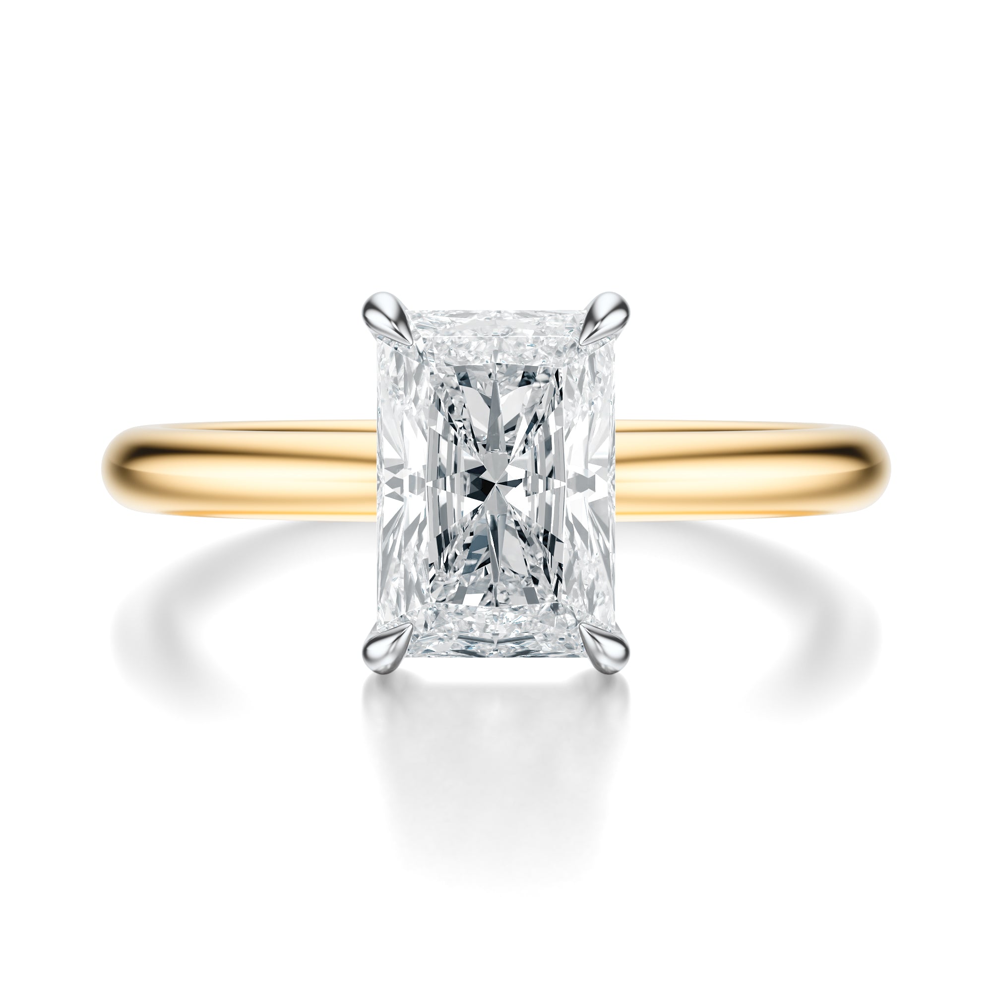 Signature Solitaire Radiant Engagement Ring - Two-Tone Polished Band - Front View