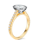 Signature Bezel Elongated Cushion Engagement Ring - Two-Tone Pavé Band - Side View