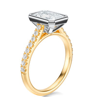 Signature Bezel Emerald Engagement Ring - Two-Tone Pavé Band - Side View