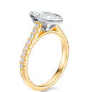 Signature Bezel Marquise Engagement Ring - Two-Tone Pavé Band - Side View