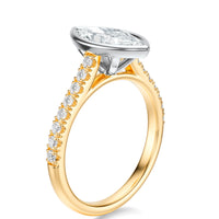 Signature Bezel Marquise Engagement Ring - Two-Tone Pavé Band - Side View