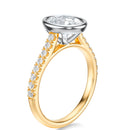 Signature Bezel Oval Engagement Ring - Two-Tone Pavé Band - Side View