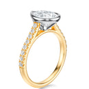 Signature Bezel Pear Engagement Ring - Two-Tone Pavé Band - Side View